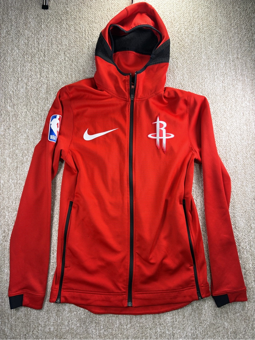 Nike Red Houston Rockets Full-Zip Hooded Bomber Jacket